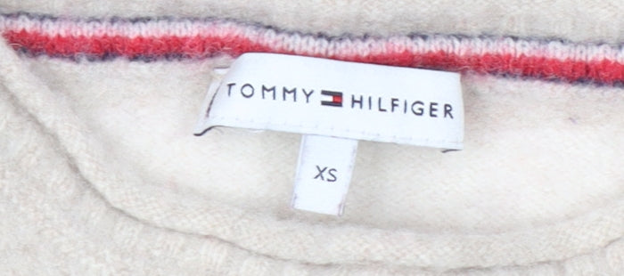 Tommy Hilfiger Girls Beige Striped Pullover Jumper XS