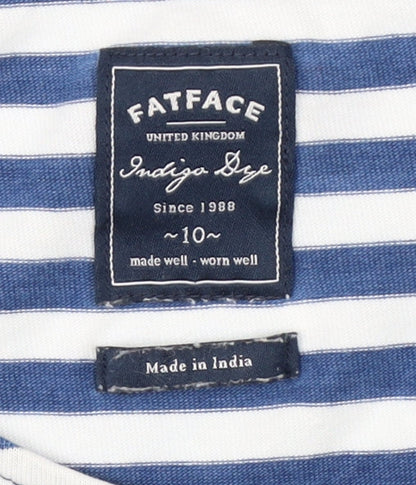 FatFace Women's Blue Striped 3/4 Sleeve T-Shirt Size 10