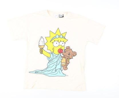 Teens UK Size 10 Zara Beige Basic T-Shirt