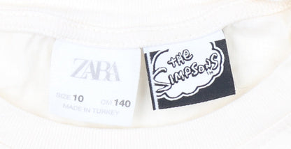 Teens UK Size 10 Zara Beige Basic T-Shirt
