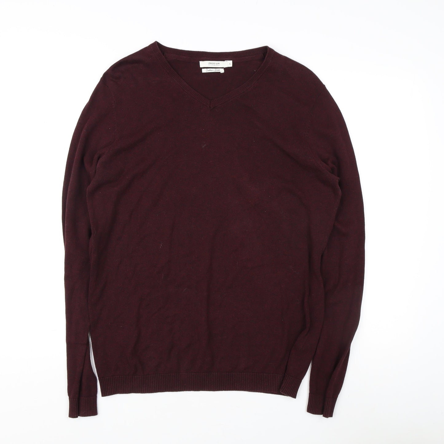 Jack & Jones Men's Red V-Neck Pullover Jumper L