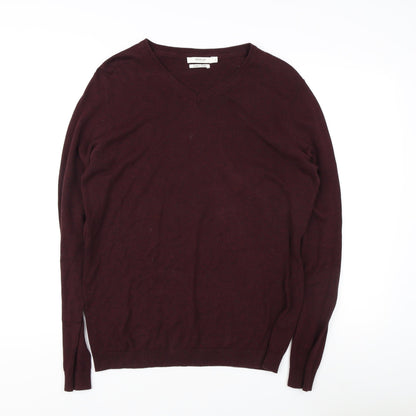 Jack & Jones Men's Red V-Neck Pullover Jumper L