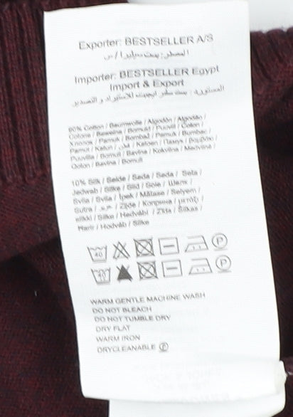 Jack & Jones Men's Red V-Neck Pullover Jumper L