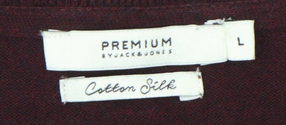 Jack & Jones Men's Red V-Neck Pullover Jumper L