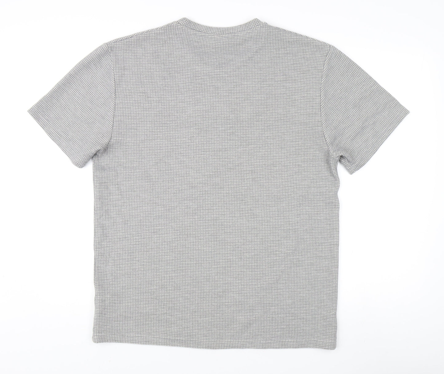 Zara Men's Grey Check T-Shirt Size L Crew Neck