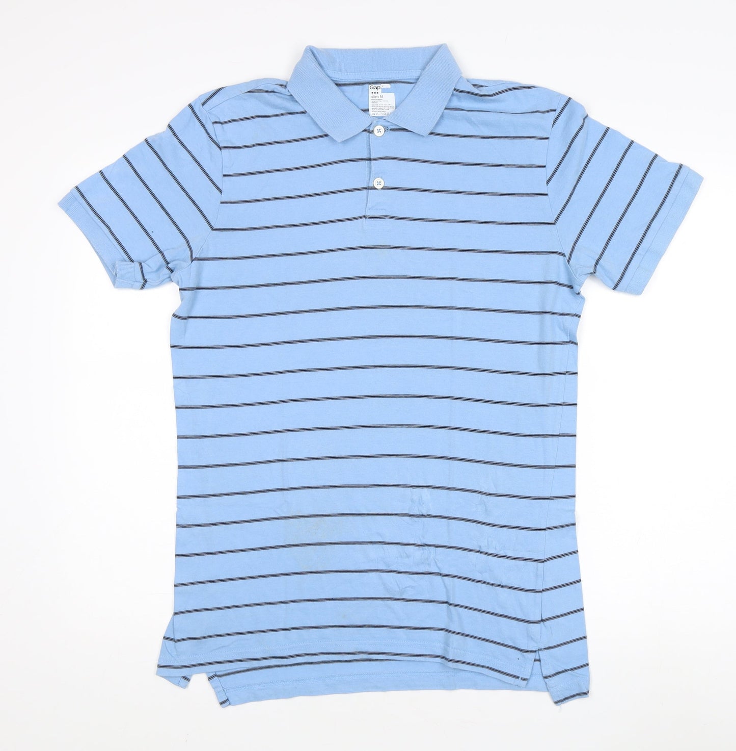 Gap Men's Blue Striped Slim Fit Polo, Size L
