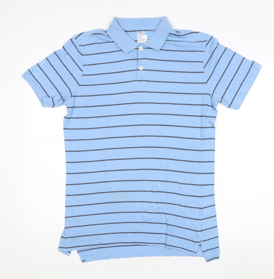 Gap Men's Blue Striped Slim Fit Polo, Size L