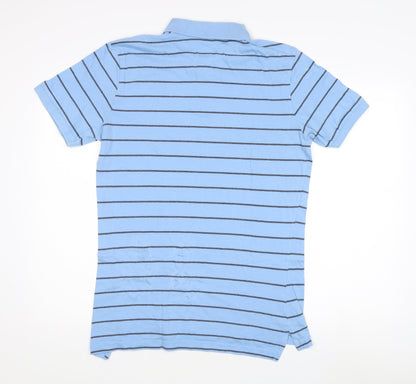 Gap Men's Blue Striped Slim Fit Polo, Size L