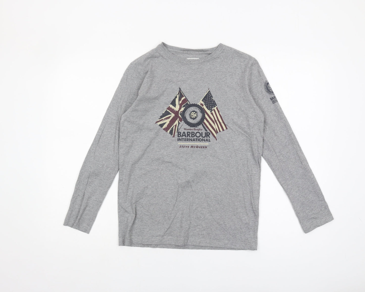 Barbour Boys Grey Long Sleeve T-Shirt XL, Casual Graphic Print