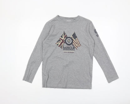 Barbour Boys Grey Long Sleeve T-Shirt XL, Casual Graphic Print