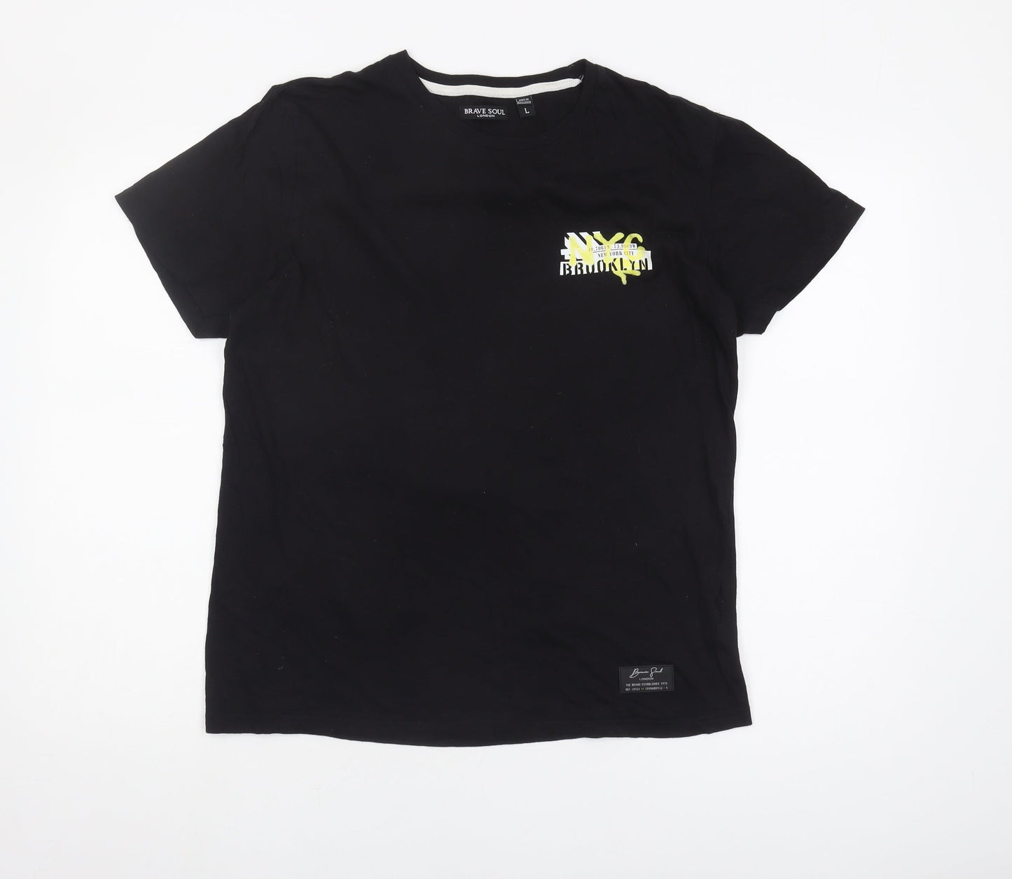 Mens UK Size L Brave Soul Black  T-Shirt