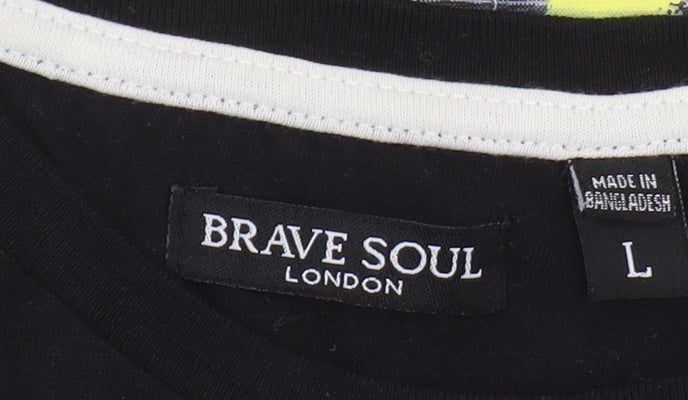 Mens UK Size L Brave Soul Black  T-Shirt