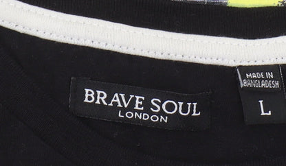Mens UK Size L Brave Soul Black  T-Shirt