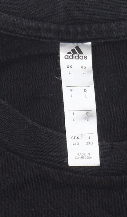 Adidas Men's Black Crew Neck T-Shirt - Size L