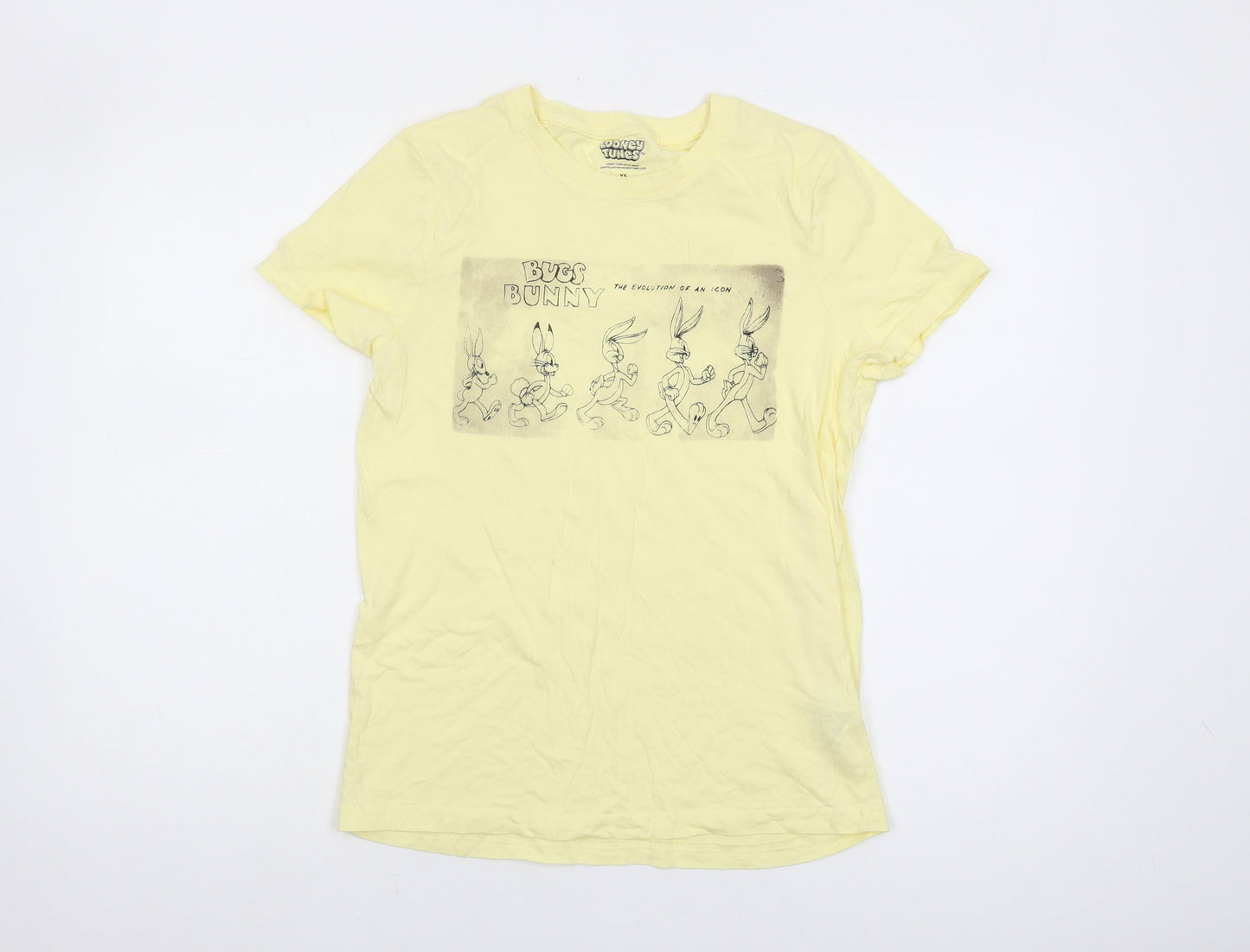 Womens UK Size XS Looney Tunes Yellow Basic T-Shirt