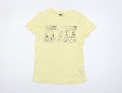 Womens UK Size XS Looney Tunes Yellow Basic T-Shirt