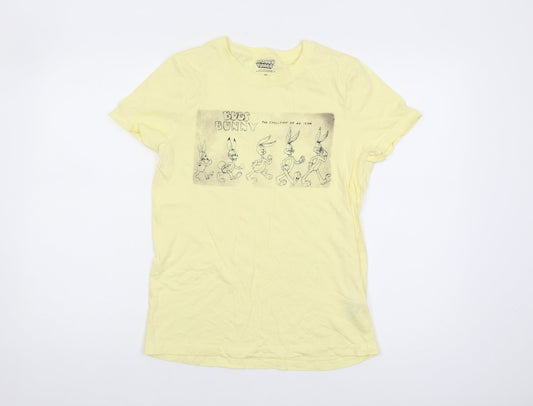 Womens UK Size XS Looney Tunes Yellow Basic T-Shirt