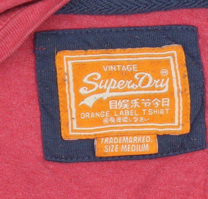 Superdry Men's Red Medium T-Shirt, Logo, Crew Neck