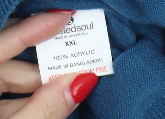 Twisted Soul Men's Blue 2XL Pullover V-Neck Jumper