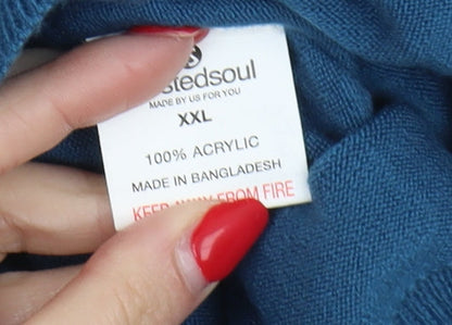 Twisted Soul Men's Blue 2XL Pullover V-Neck Jumper