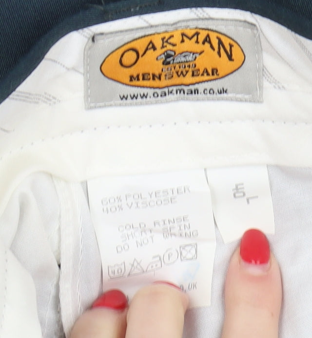 Oakman Men's Green L Trousers Pleated Front