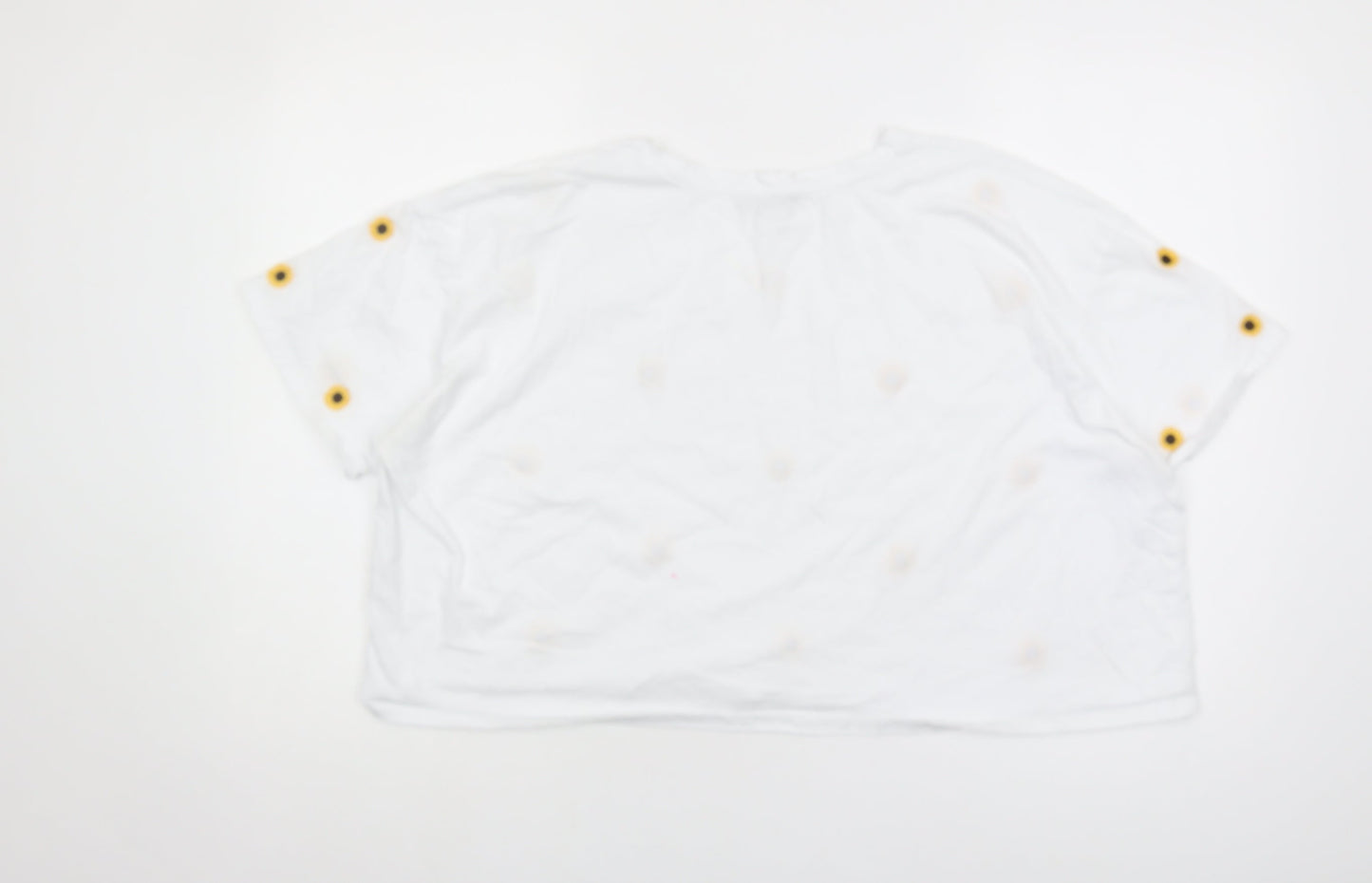 New Look Women's White Floral Cropped T-Shirt Size 22