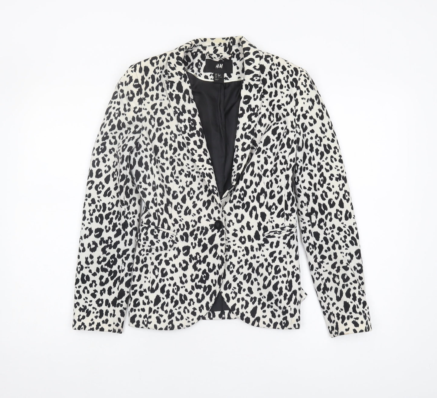 H&M Women's Black Animal Print Blazer Size 6