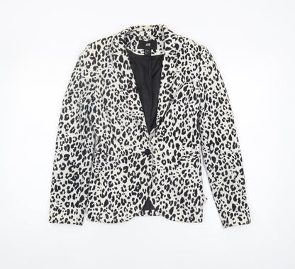 H&M Women's Black Animal Print Blazer Size 6