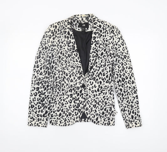 H&M Women's Black Animal Print Blazer Size 6