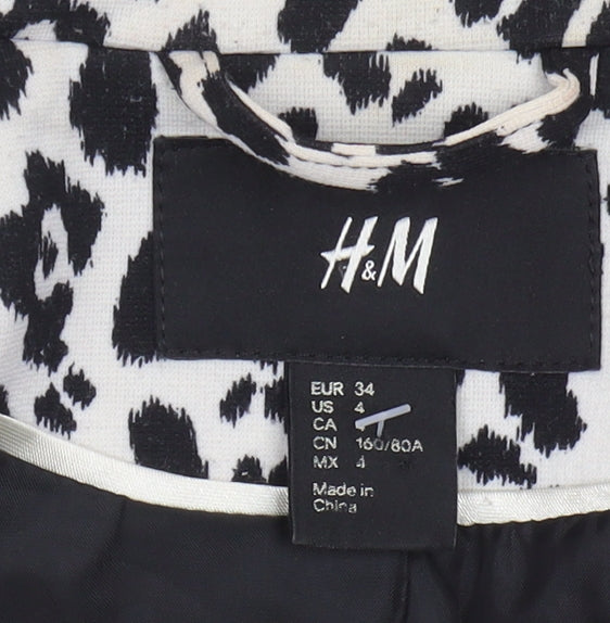 H&M Women's Black Animal Print Blazer Size 6