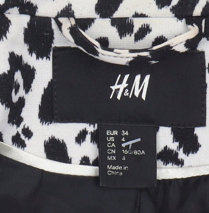 H&M Women's Black Animal Print Blazer Size 6