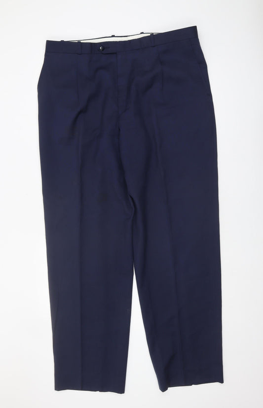 Brook Taverner Men's Blue Wool Dress Pants Size 40