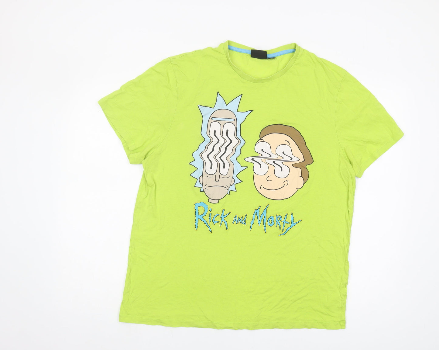 Rick and Morty Men's Green XL Cartoon T-Shirt