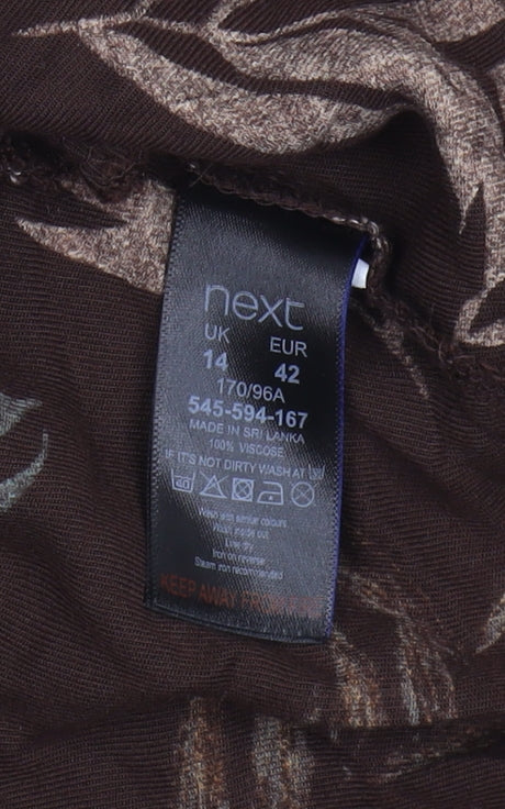 Next Women's Brown Floral Shirt Dress Size 14