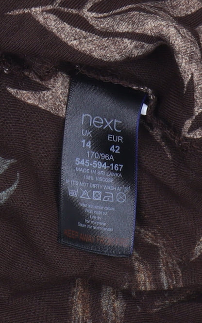 Next Women's Brown Floral Shirt Dress Size 14