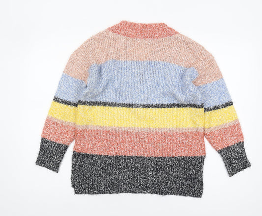 Marks and Spencer Women's Multicoloured V-Neck Striped Pullover - S