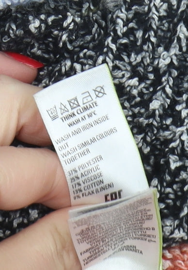 Marks and Spencer Women's Multicoloured V-Neck Striped Pullover - S