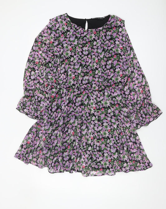 Zara Women's Multicoloured Floral Dress Size 12
