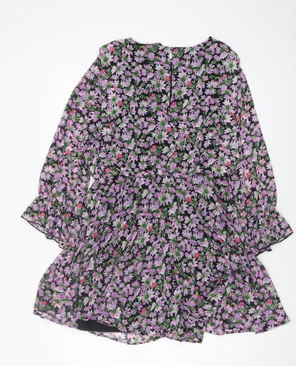 Zara Women's Multicoloured Floral Dress Size 12
