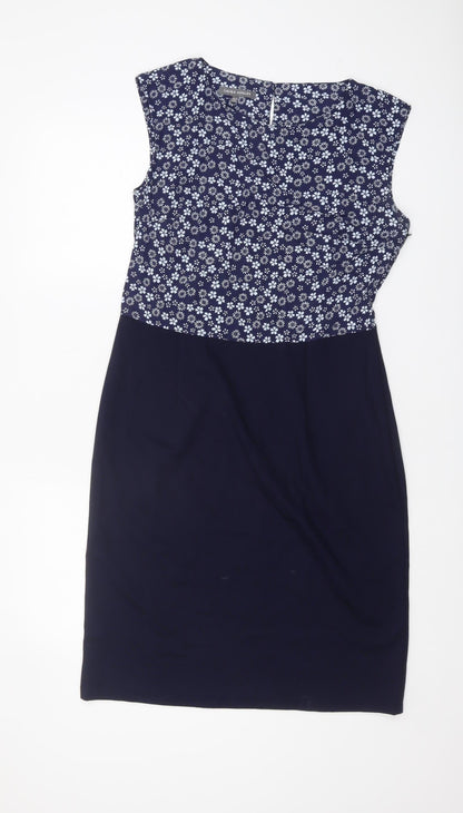 Laura Ashley Women's Blue Floral Shift Dress Size 12