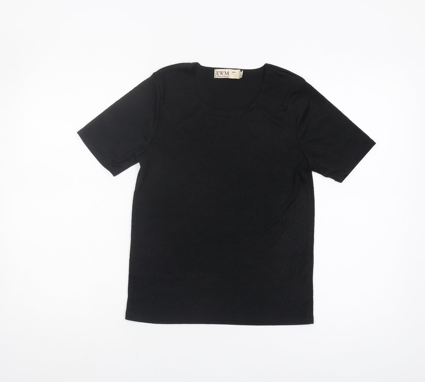 EWM Women's Black Basic T-Shirt - Size 10, Short Sleeve
