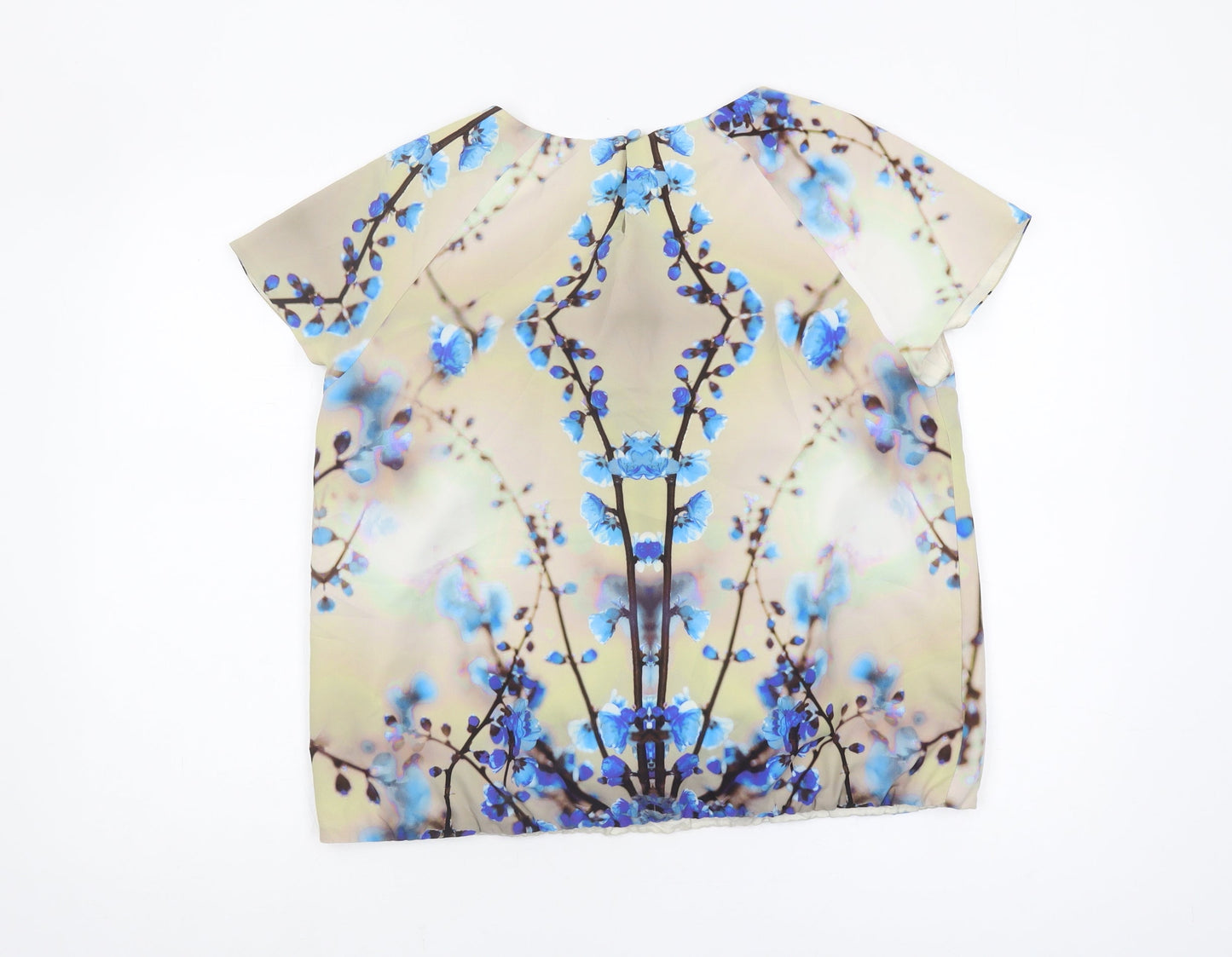 Minuet Petite Blue Floral Round Neck Top Women Size 16