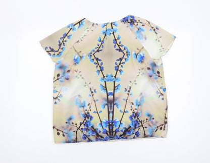 Minuet Petite Blue Floral Round Neck Top Women Size 16