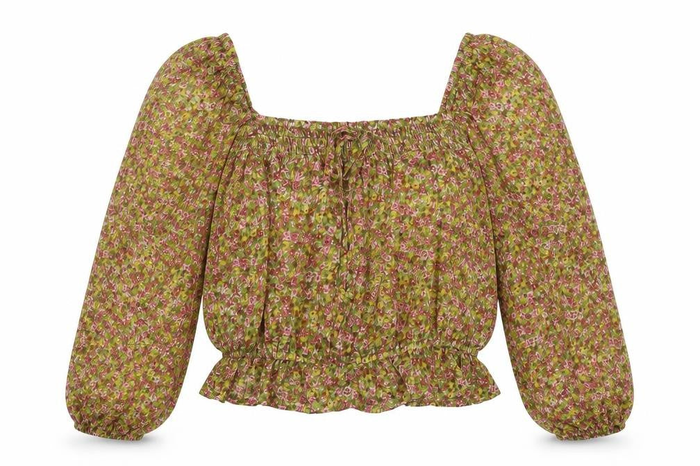 MNG Women's Cropped Floral Blouse Size 14, Multicolour, Bohemian