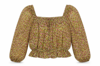 MNG Women's Cropped Floral Blouse Size 14, Multicolour, Bohemian