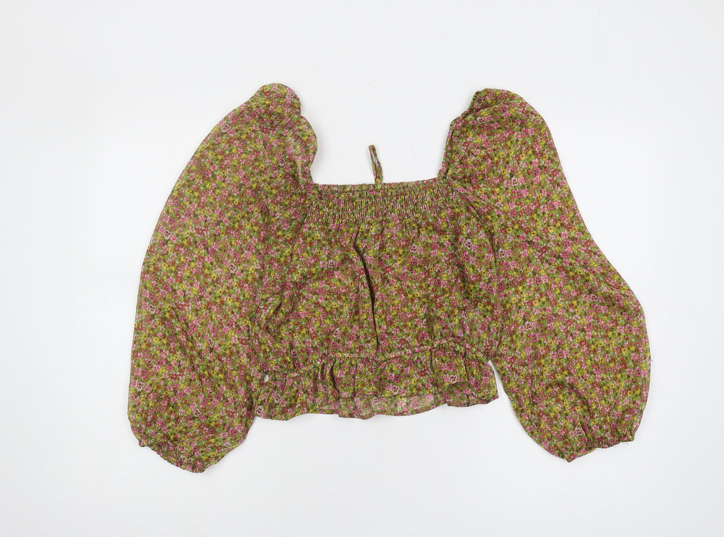 MNG Women's Cropped Floral Blouse Size 14, Multicolour, Bohemian