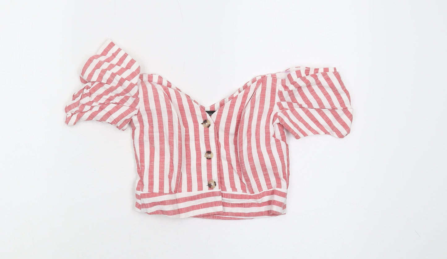 Womens UK Size 4 Topshop Multicoloured Cropped Blouse