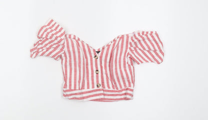 Womens UK Size 4 Topshop Multicoloured Cropped Blouse