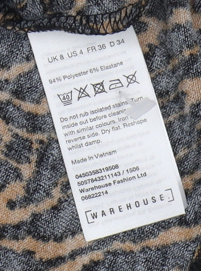 Womens UK Size 8 Warehouse Multicoloured Basic T-Shirt