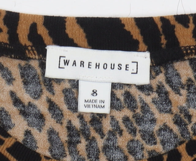 Womens UK Size 8 Warehouse Multicoloured Basic T-Shirt